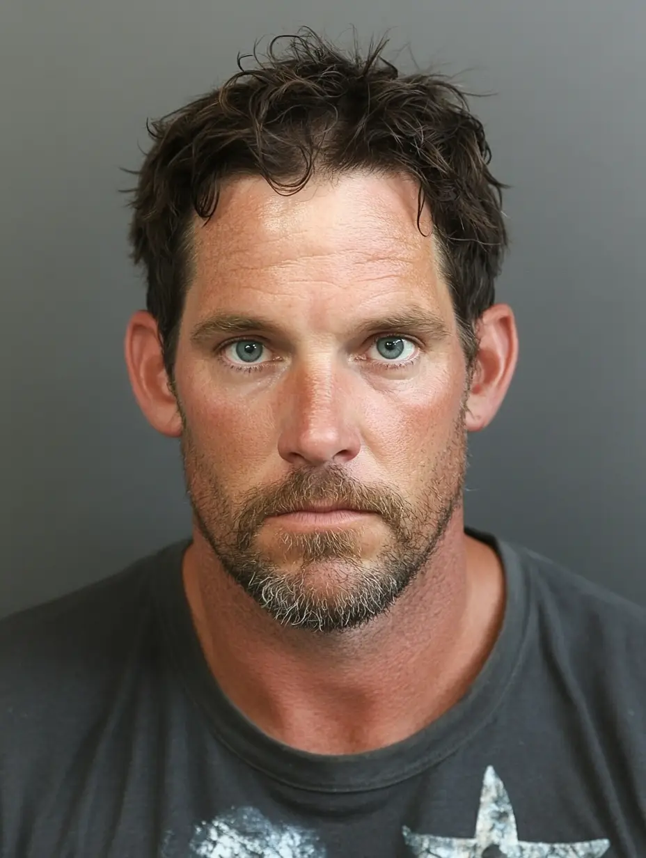 Portrait of a man with short, messy dark hair and a beard, wearing a gray t-shirt and looking directly at the camera